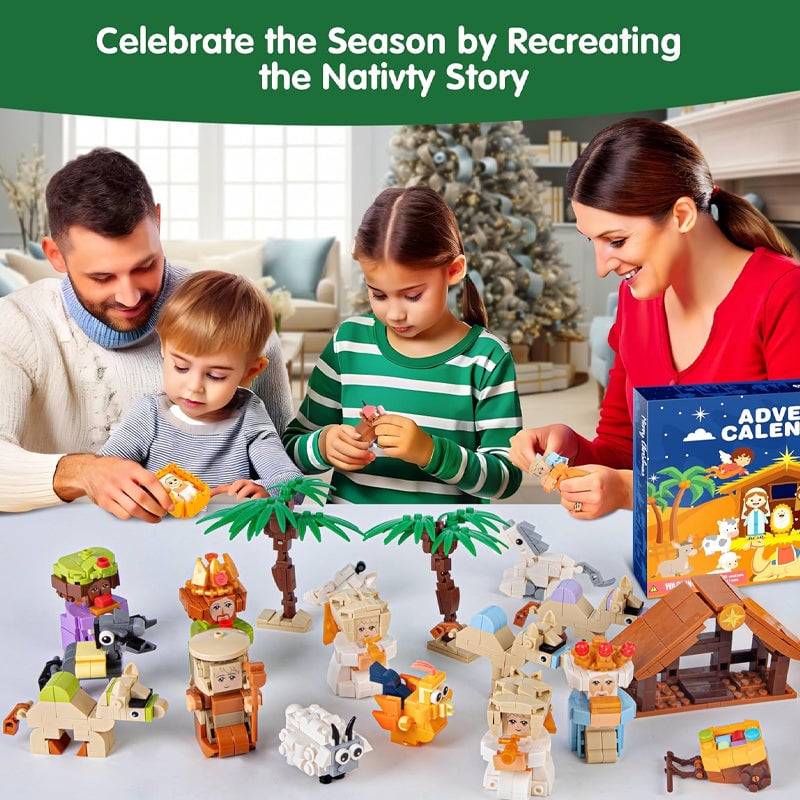 2025 Nativity Advent Calendar – 24-Day Building Block Set Christmas Countdown Gift