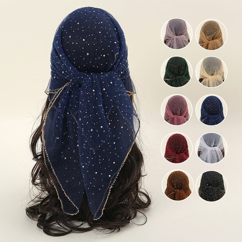 Women's Glitter Decor Head Scarf