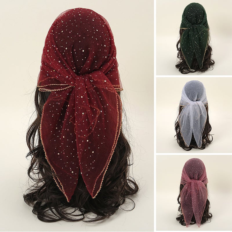Women's Glitter Decor Head Scarf