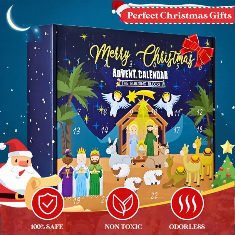 2025 Nativity Advent Calendar – 24-Day Building Block Set Christmas Countdown Gift